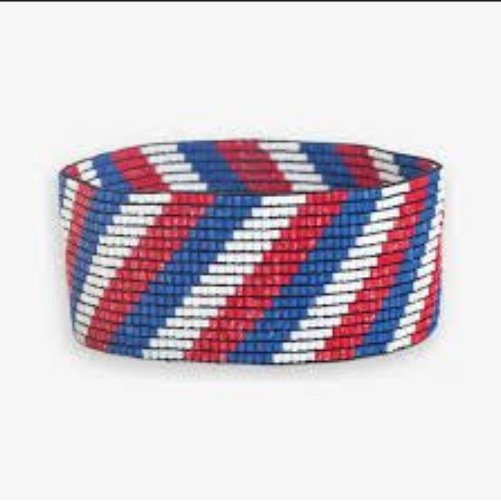 Red, White, and Blue Stretch Beaded Bracelet